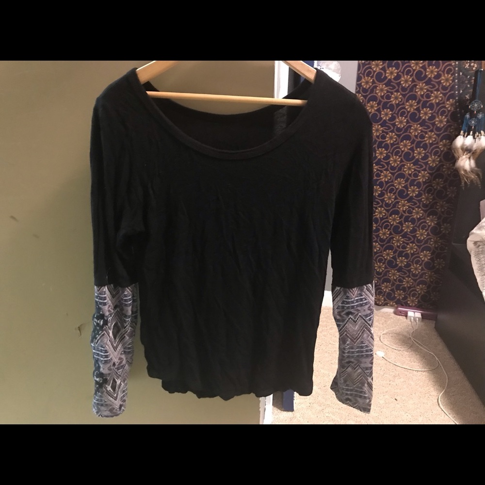 Black long sleeve shirt with Aztec design